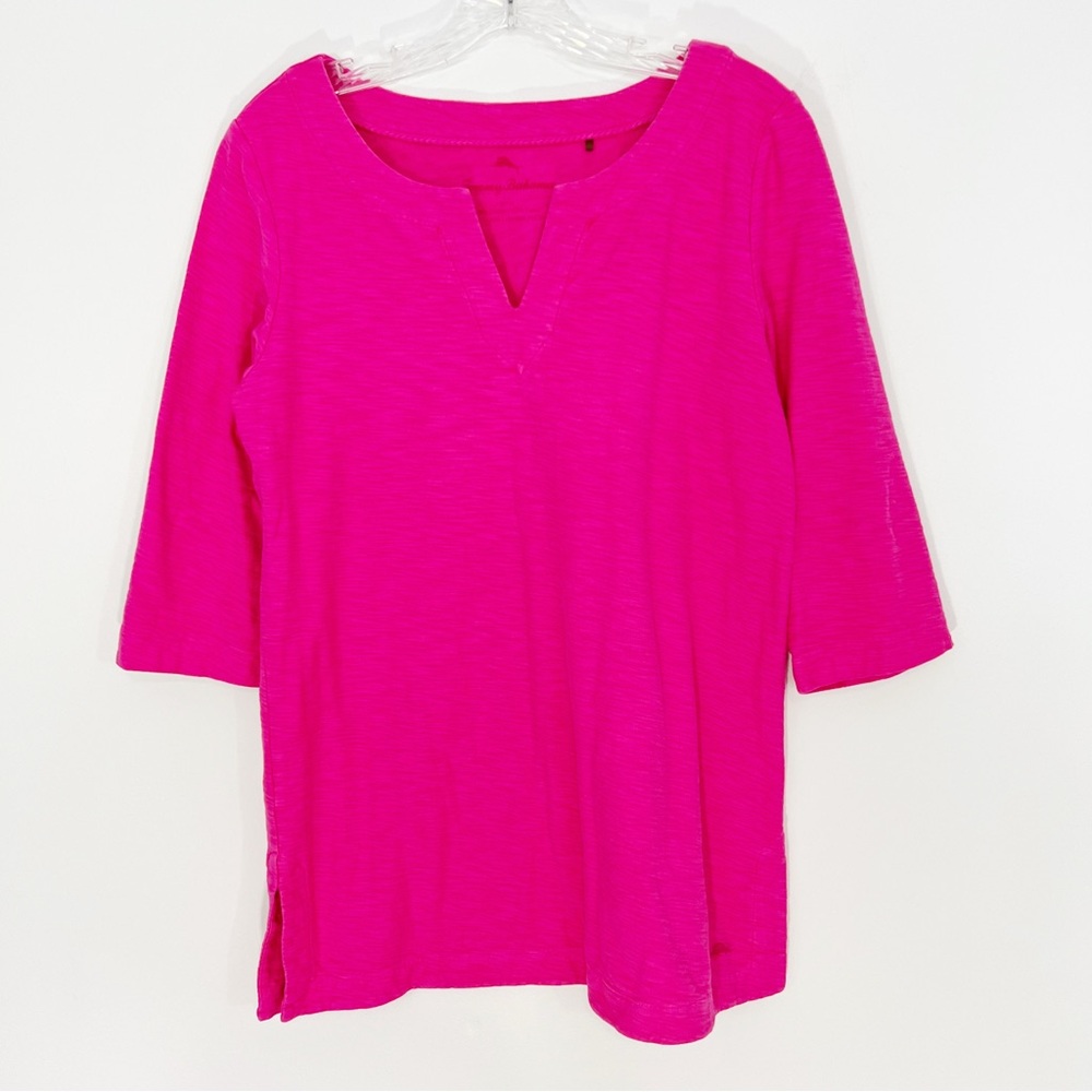 Tommy Bahama 3/4 Sleeve Solid Tunic Pink Knoll Jersey Cotton Size Medium